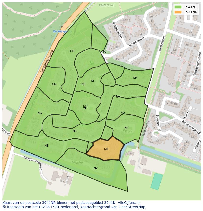 Afbeelding van het postcodegebied 3941 NR op de kaart.
