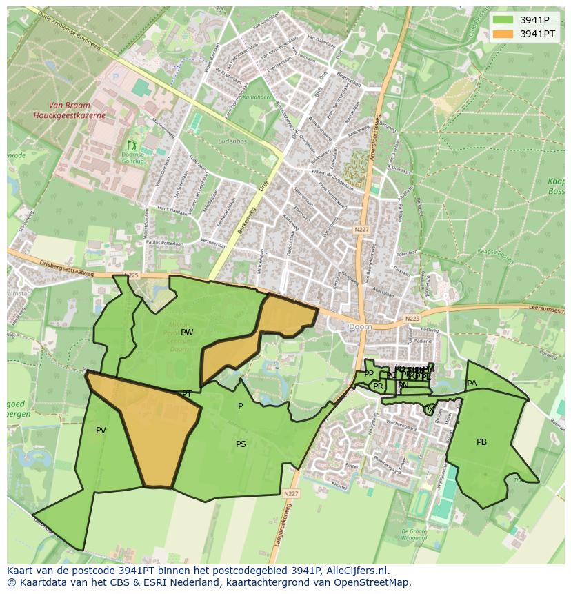 Afbeelding van het postcodegebied 3941 PT op de kaart.