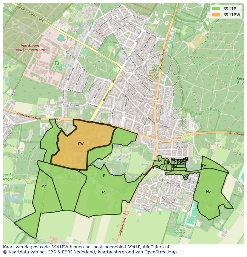 Afbeelding van het postcodegebied 3941 PW op de kaart.