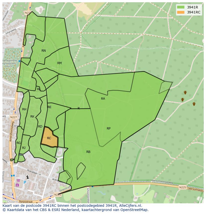 Afbeelding van het postcodegebied 3941 RC op de kaart.