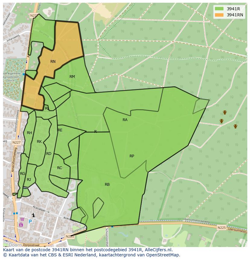 Afbeelding van het postcodegebied 3941 RN op de kaart.