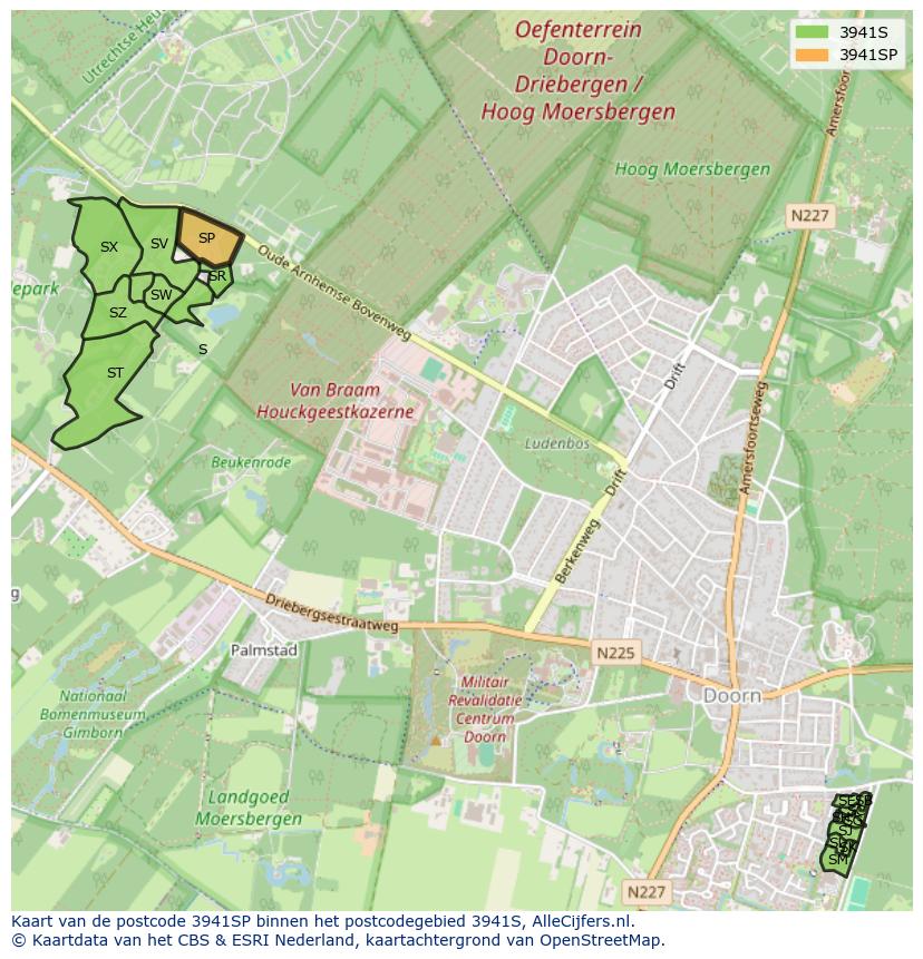 Afbeelding van het postcodegebied 3941 SP op de kaart.