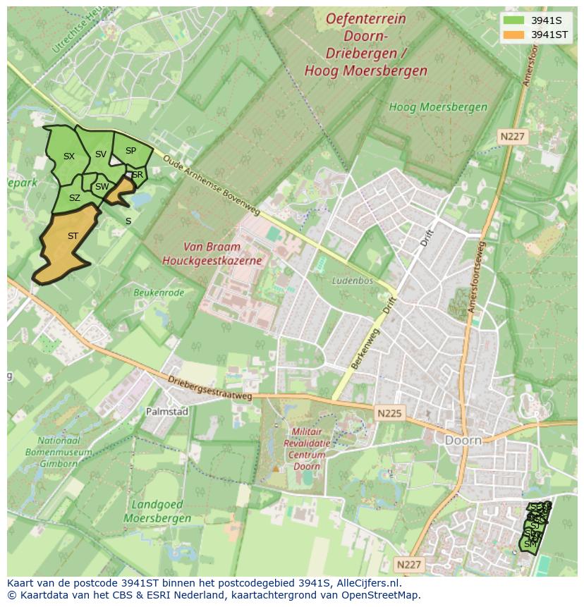 Afbeelding van het postcodegebied 3941 ST op de kaart.
