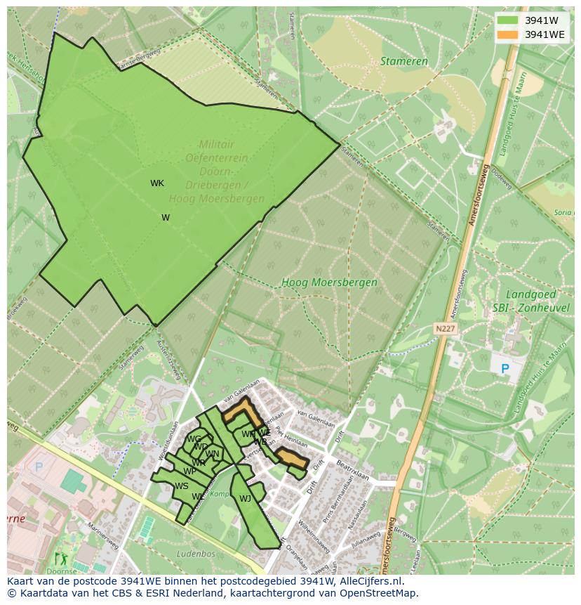 Afbeelding van het postcodegebied 3941 WE op de kaart.
