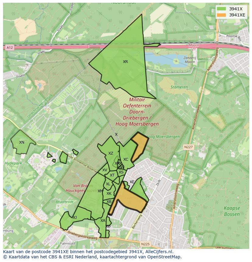 Afbeelding van het postcodegebied 3941 XE op de kaart.