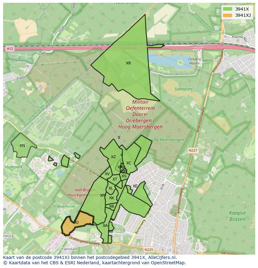 Afbeelding van het postcodegebied 3941 XJ op de kaart.