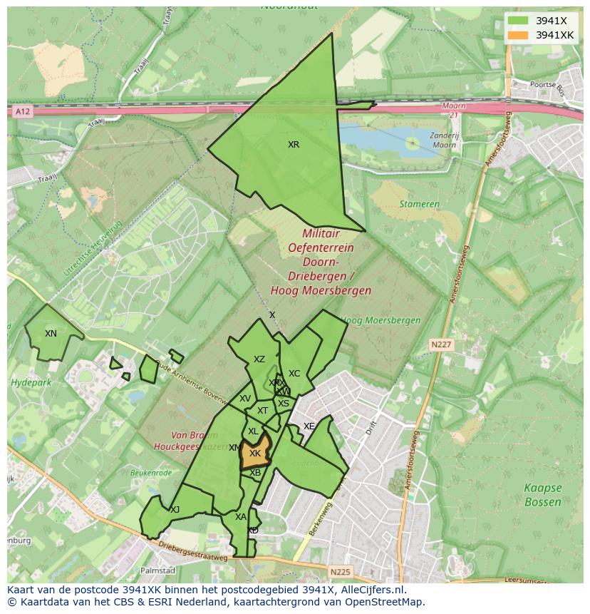 Afbeelding van het postcodegebied 3941 XK op de kaart.