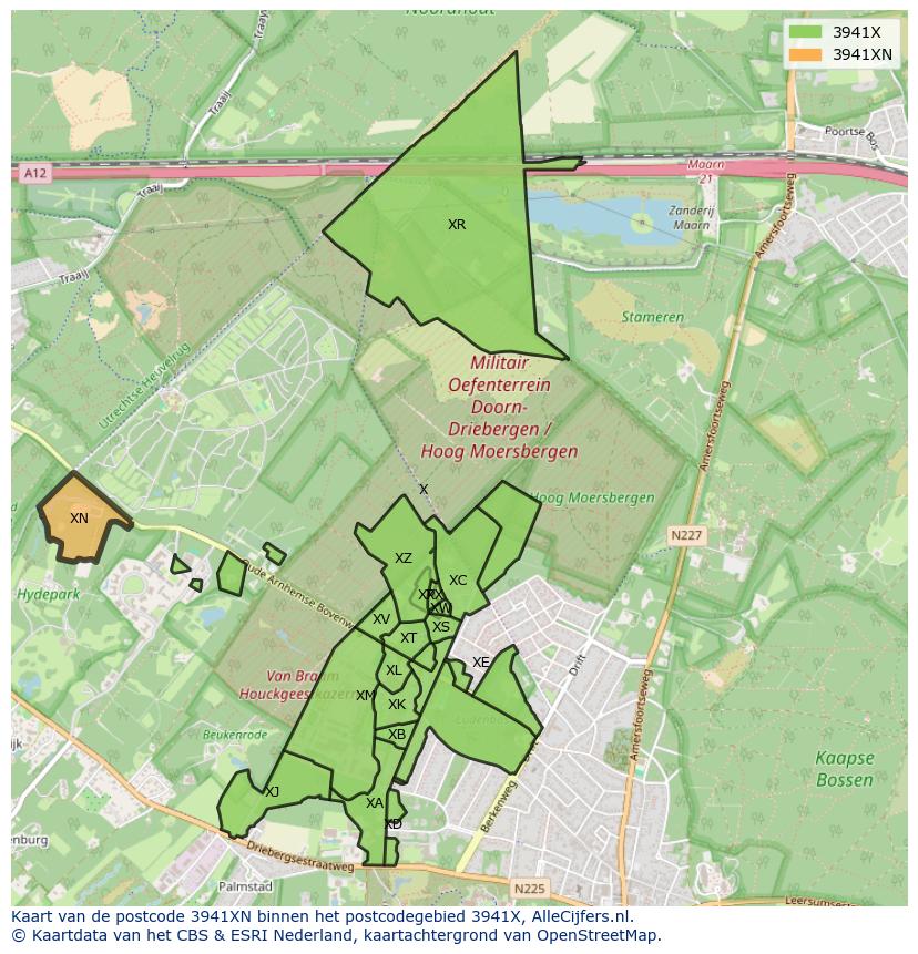 Afbeelding van het postcodegebied 3941 XN op de kaart.