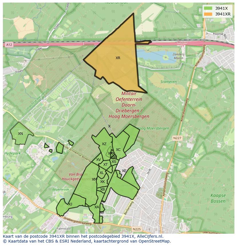 Afbeelding van het postcodegebied 3941 XR op de kaart.