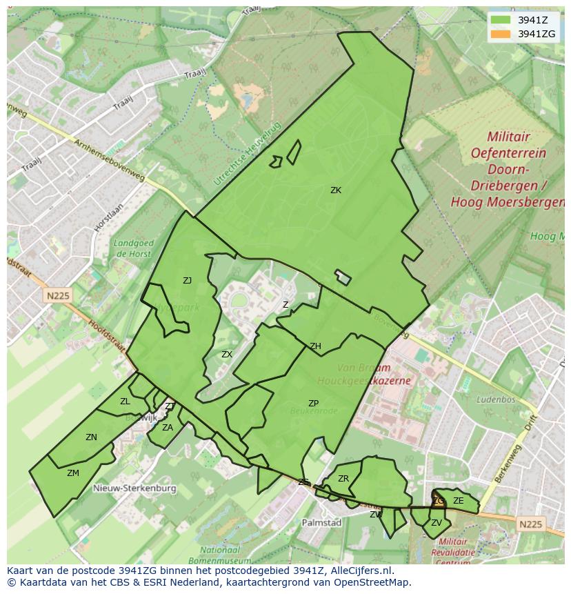 Afbeelding van het postcodegebied 3941 ZG op de kaart.