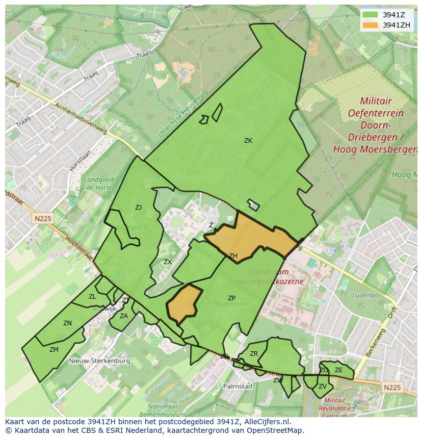 Afbeelding van het postcodegebied 3941 ZH op de kaart.