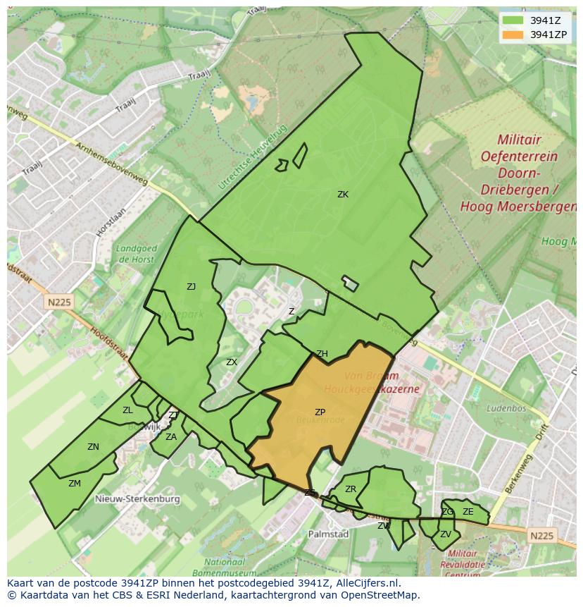 Afbeelding van het postcodegebied 3941 ZP op de kaart.