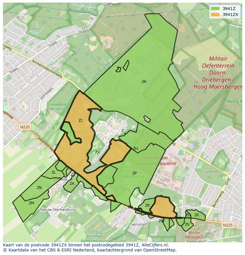 Afbeelding van het postcodegebied 3941 ZX op de kaart.