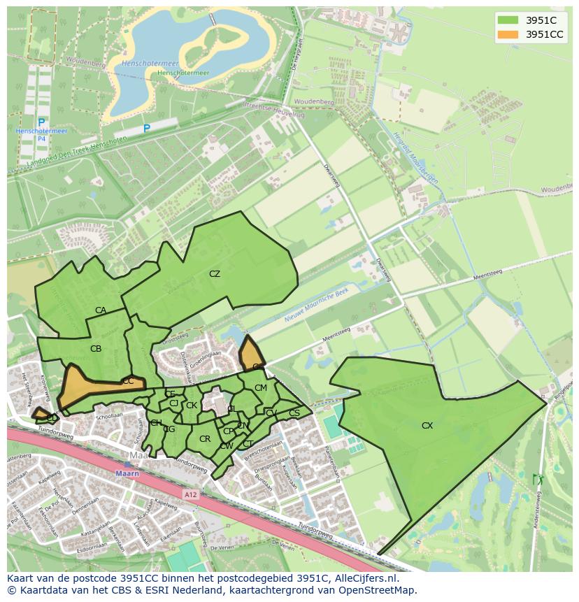Afbeelding van het postcodegebied 3951 CC op de kaart.
