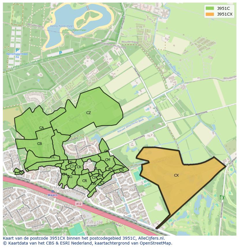 Afbeelding van het postcodegebied 3951 CX op de kaart.