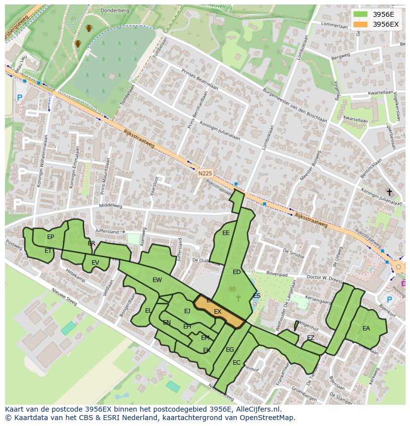 Afbeelding van het postcodegebied 3956 EX op de kaart.