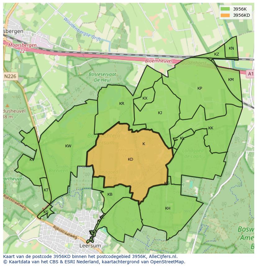 Afbeelding van het postcodegebied 3956 KD op de kaart.