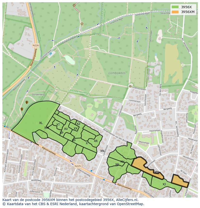 Afbeelding van het postcodegebied 3956 XM op de kaart.