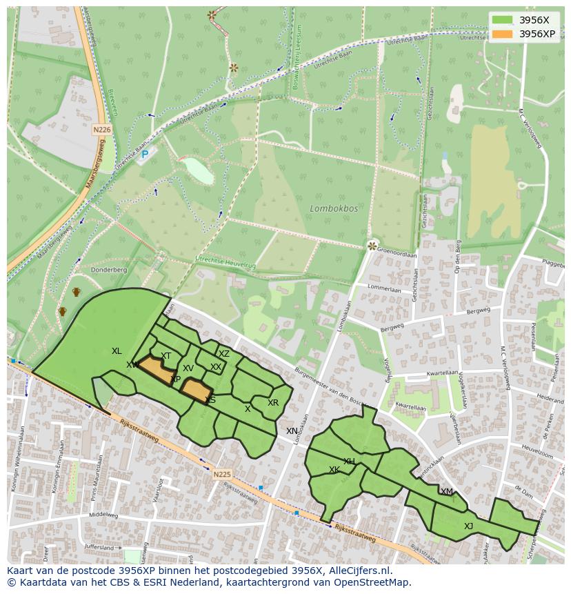 Afbeelding van het postcodegebied 3956 XP op de kaart.