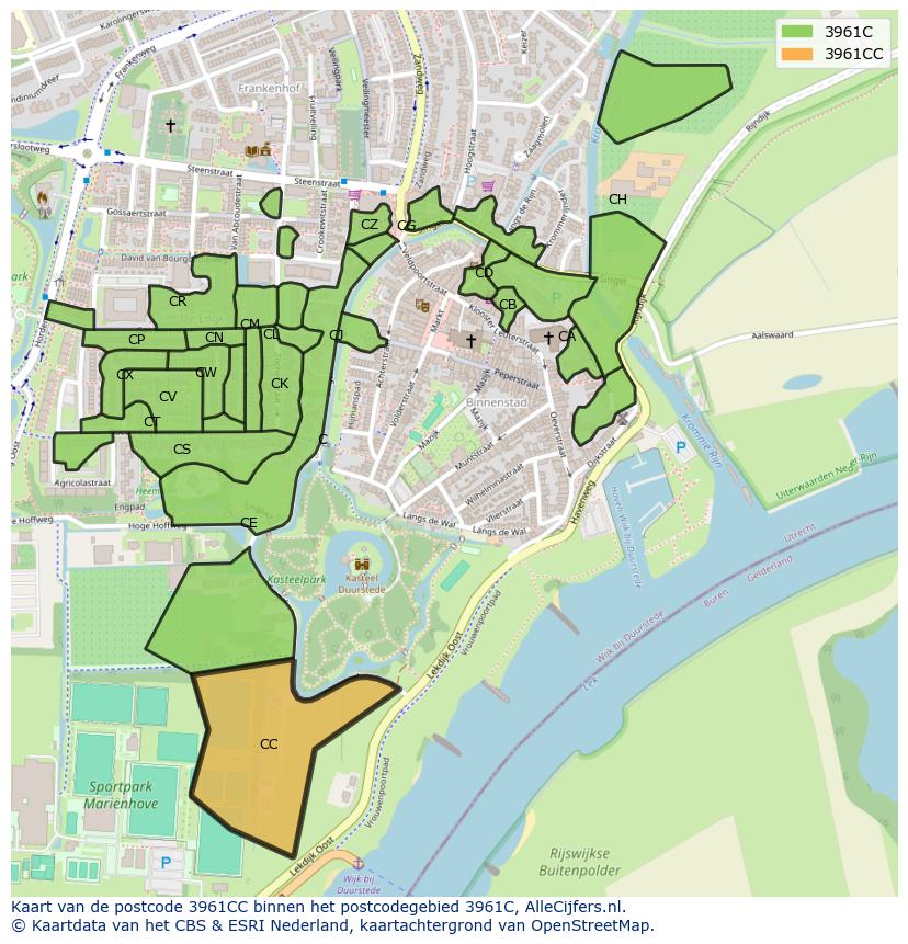 Afbeelding van het postcodegebied 3961 CC op de kaart.