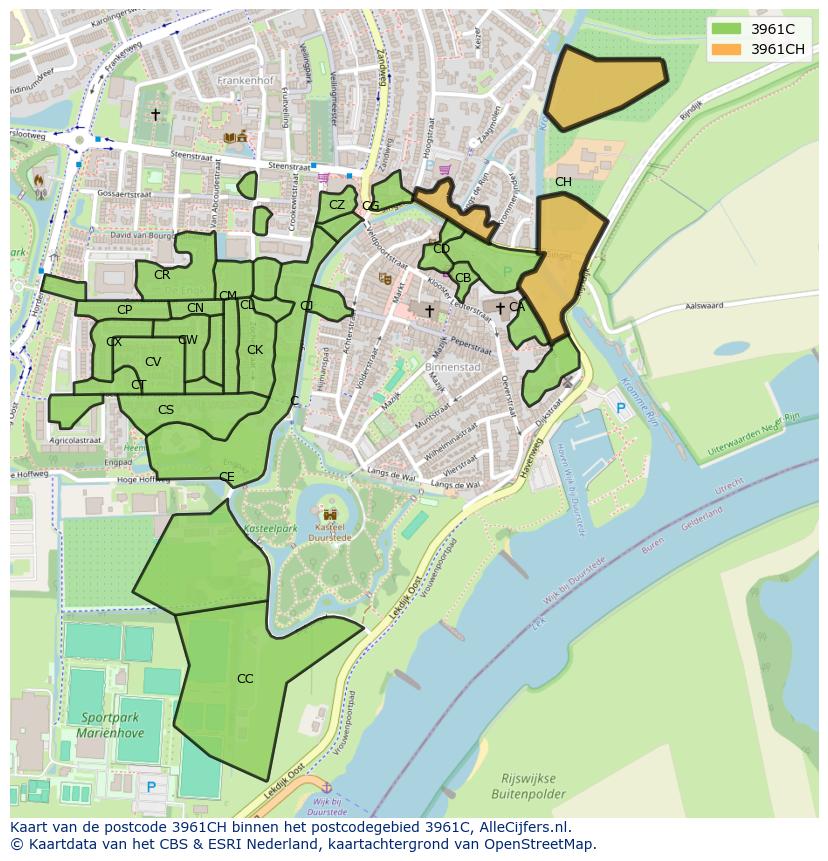 Afbeelding van het postcodegebied 3961 CH op de kaart.