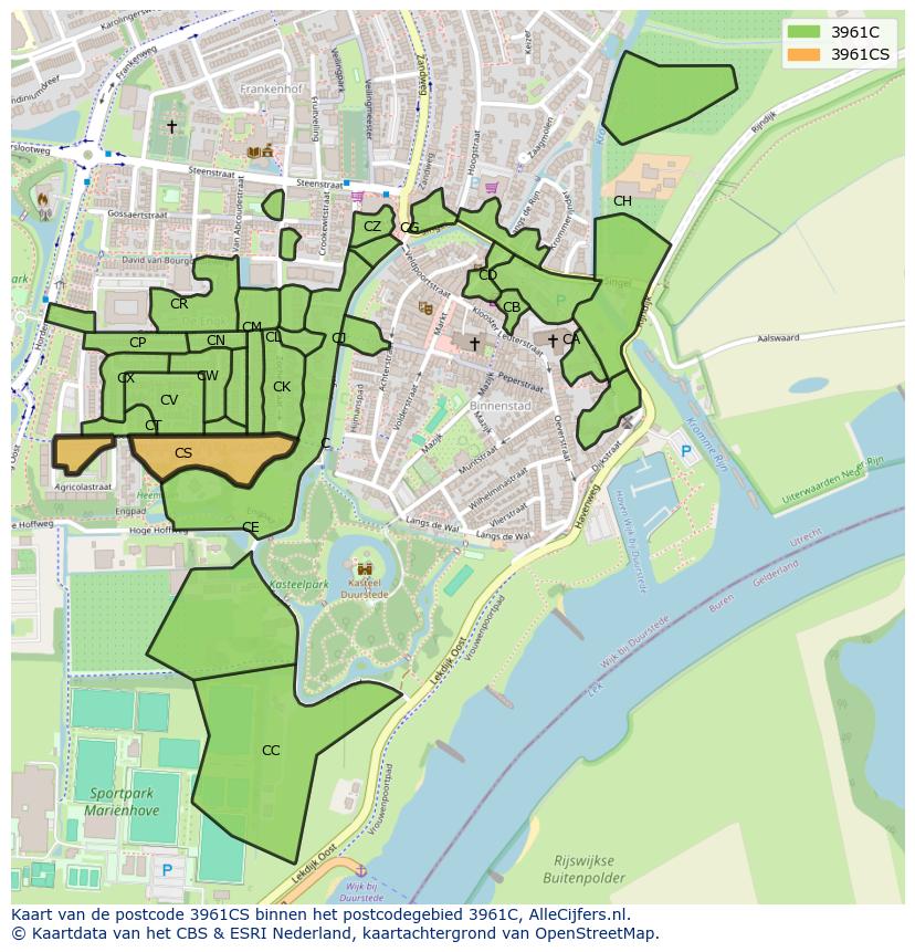 Afbeelding van het postcodegebied 3961 CS op de kaart.