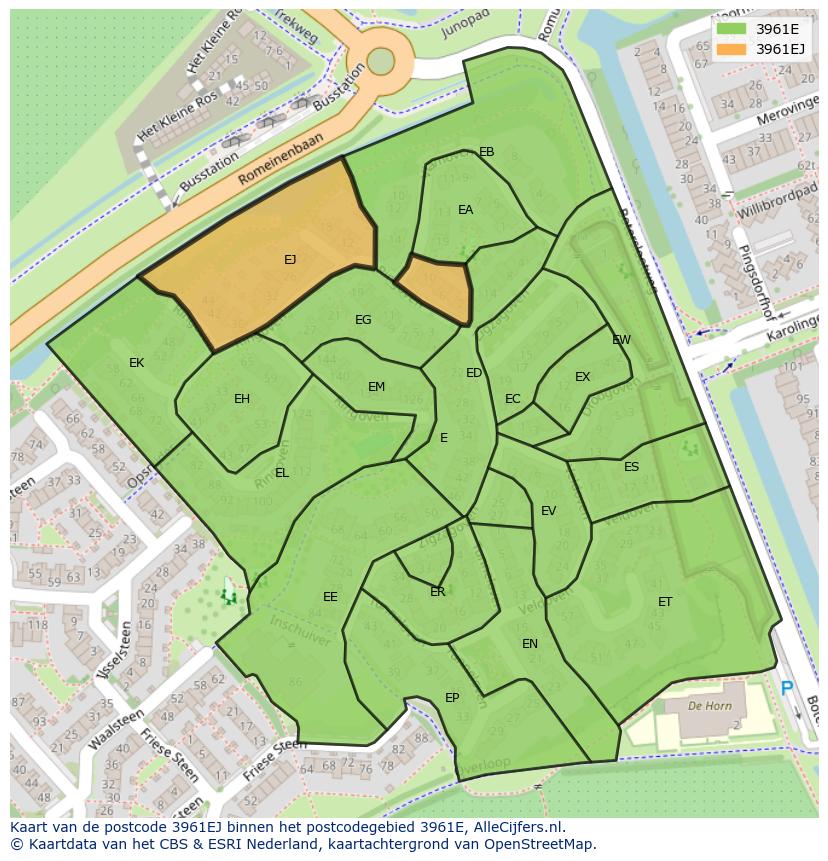 Afbeelding van het postcodegebied 3961 EJ op de kaart.