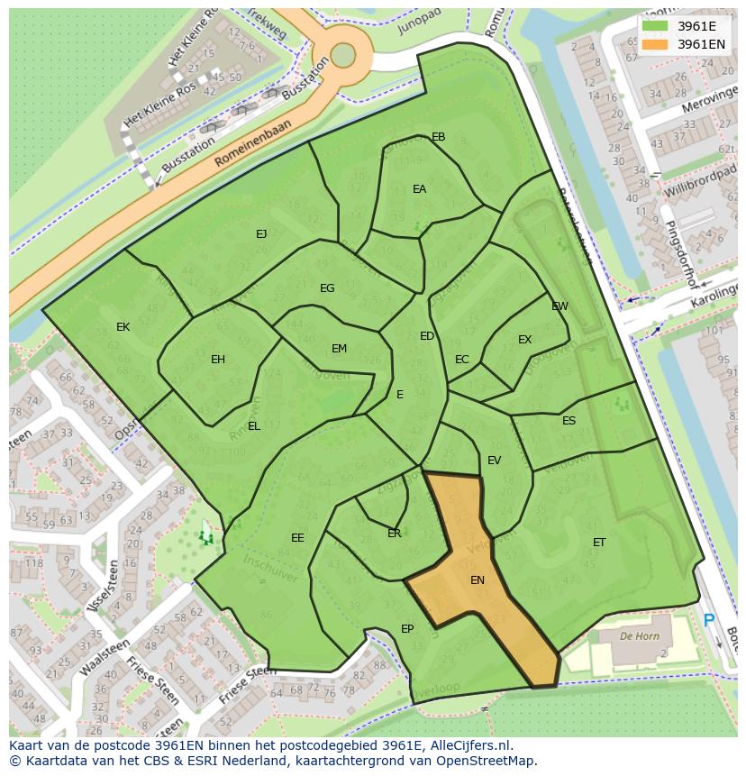 Afbeelding van het postcodegebied 3961 EN op de kaart.