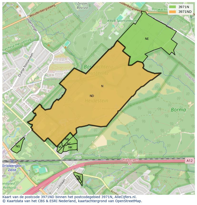 Afbeelding van het postcodegebied 3971 ND op de kaart.