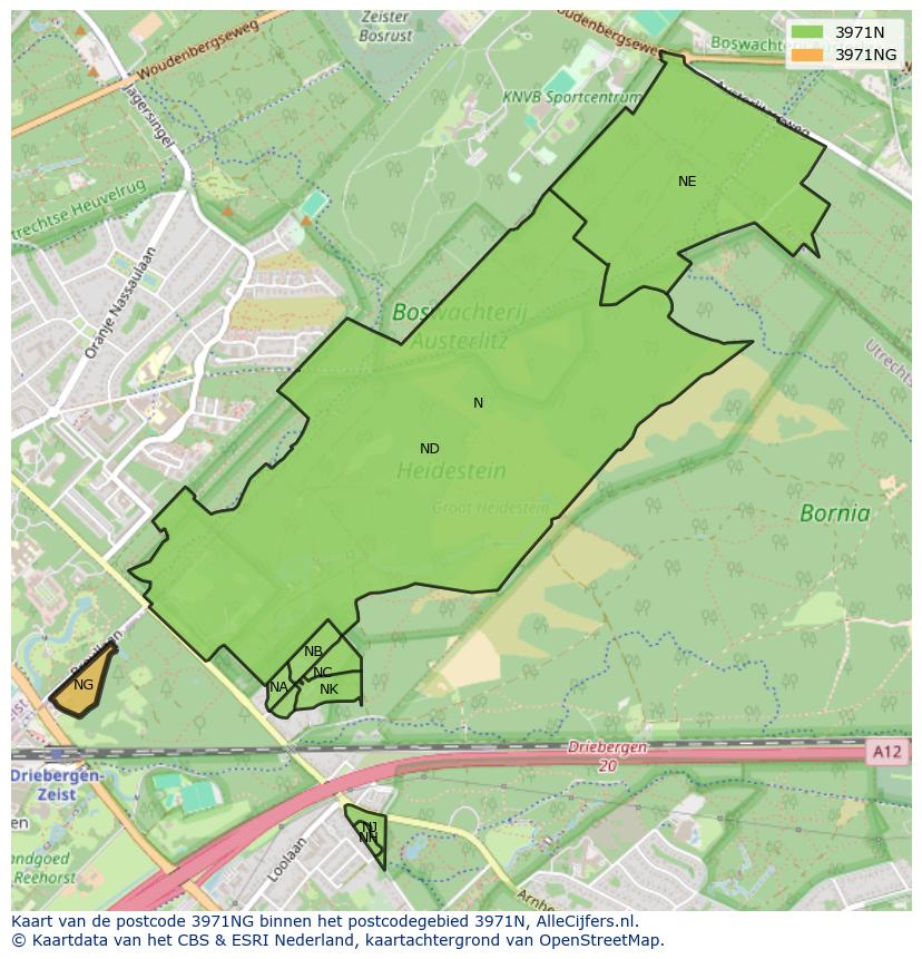 Afbeelding van het postcodegebied 3971 NG op de kaart.