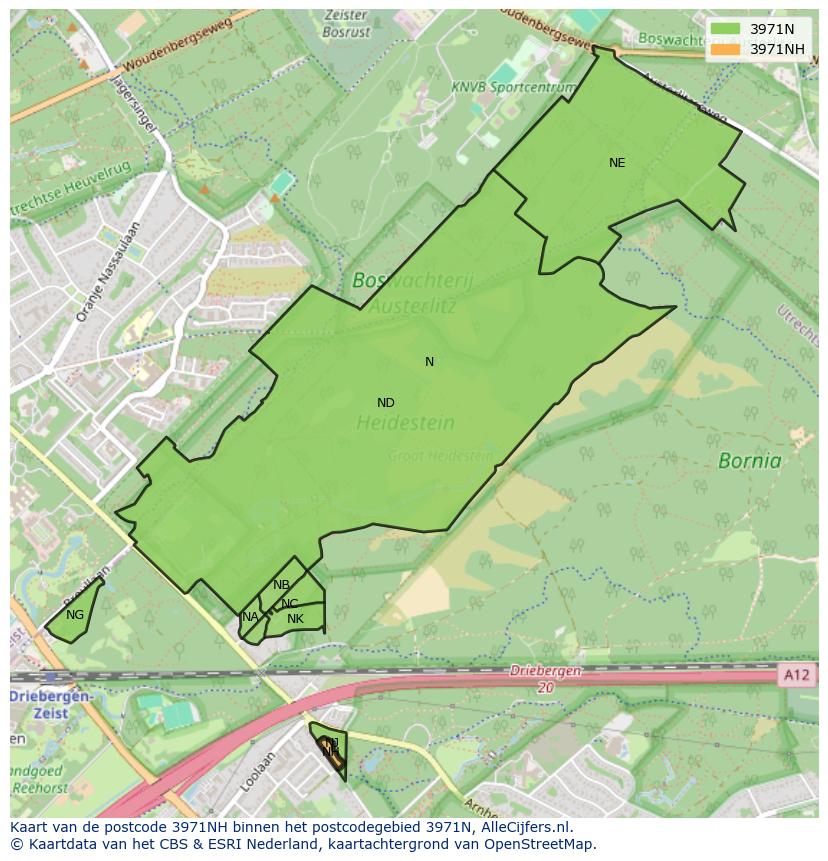 Afbeelding van het postcodegebied 3971 NH op de kaart.