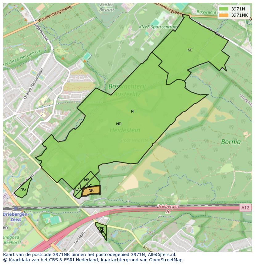 Afbeelding van het postcodegebied 3971 NK op de kaart.