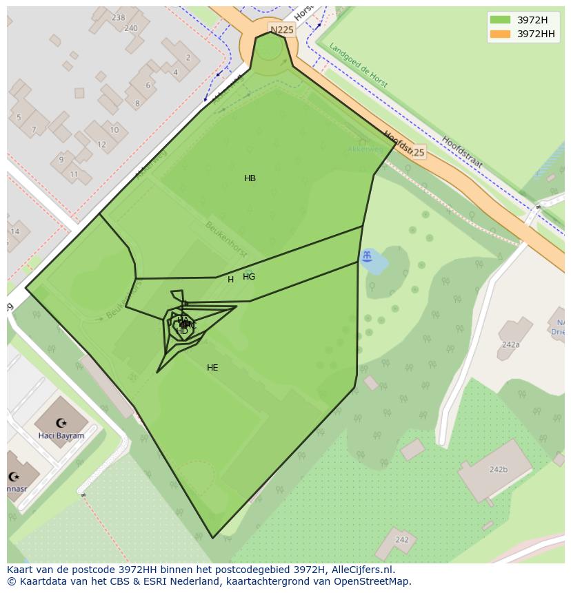 Afbeelding van het postcodegebied 3972 HH op de kaart.
