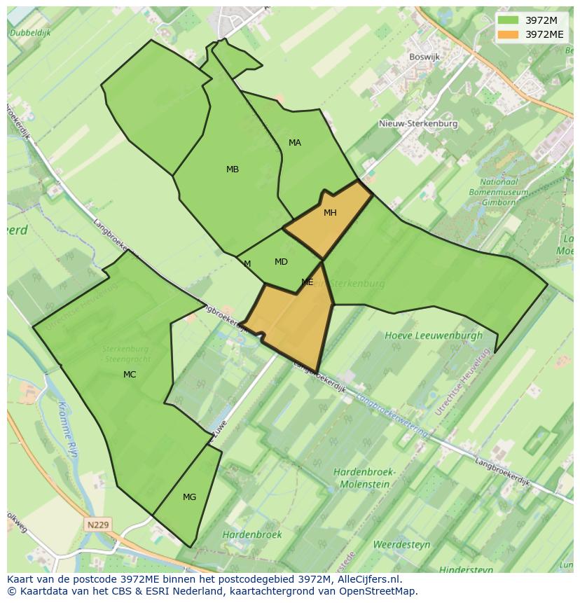 Afbeelding van het postcodegebied 3972 ME op de kaart.
