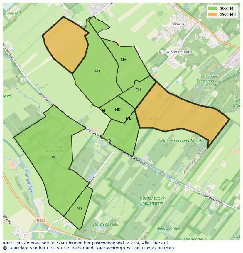Afbeelding van het postcodegebied 3972 MH op de kaart.