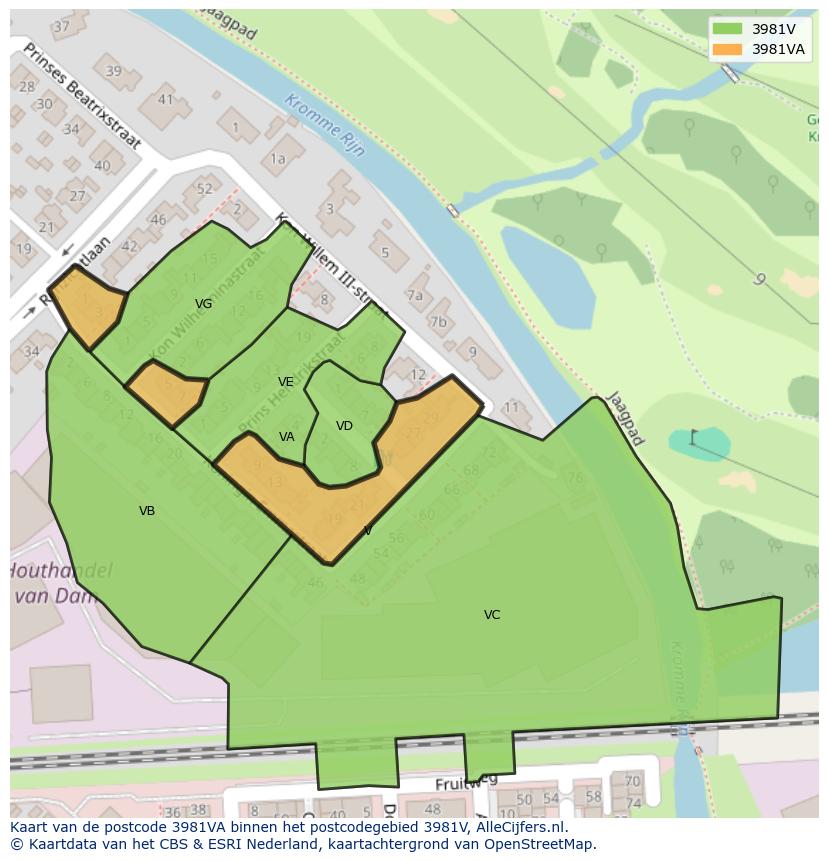 Afbeelding van het postcodegebied 3981 VA op de kaart.