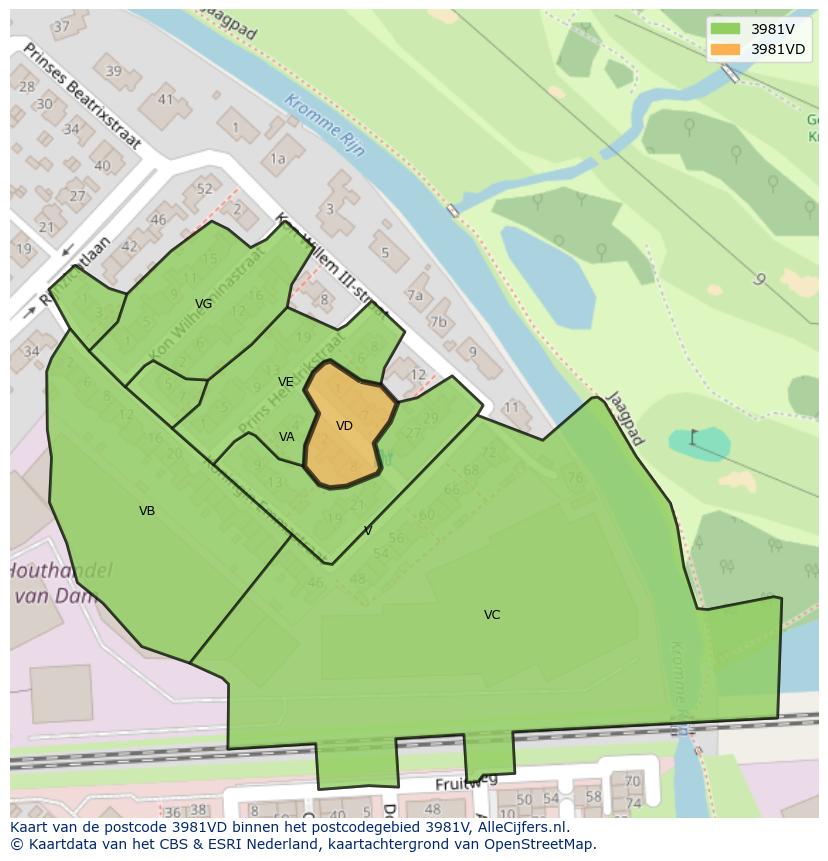 Afbeelding van het postcodegebied 3981 VD op de kaart.