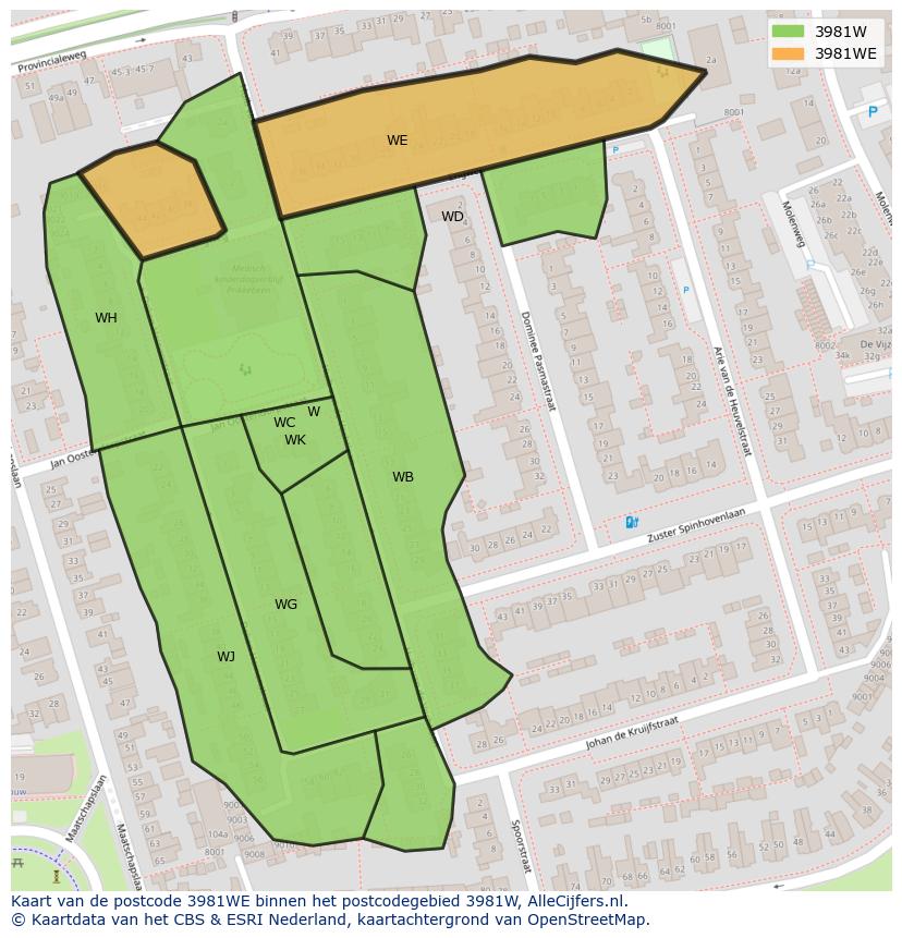 Afbeelding van het postcodegebied 3981 WE op de kaart.