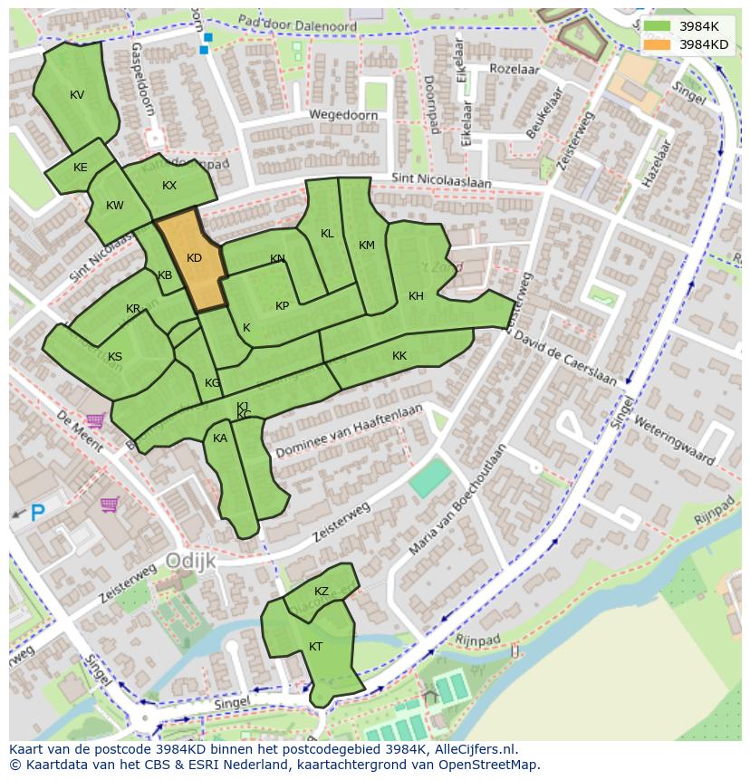 Afbeelding van het postcodegebied 3984 KD op de kaart.