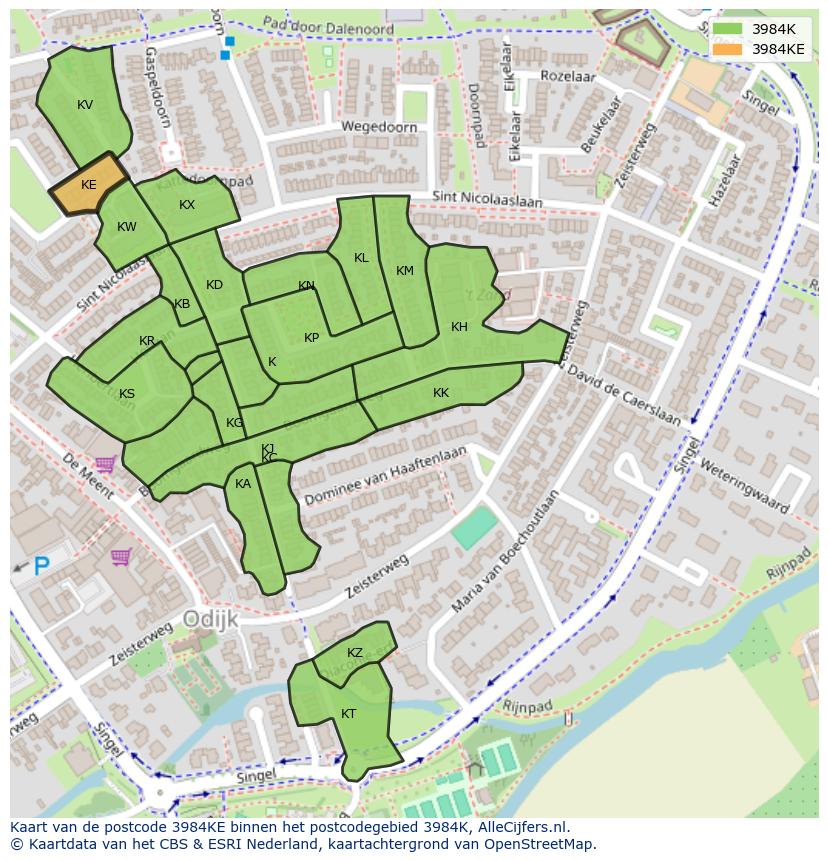 Afbeelding van het postcodegebied 3984 KE op de kaart.