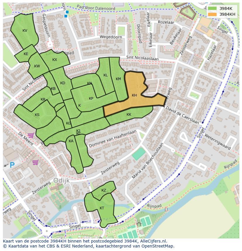 Afbeelding van het postcodegebied 3984 KH op de kaart.