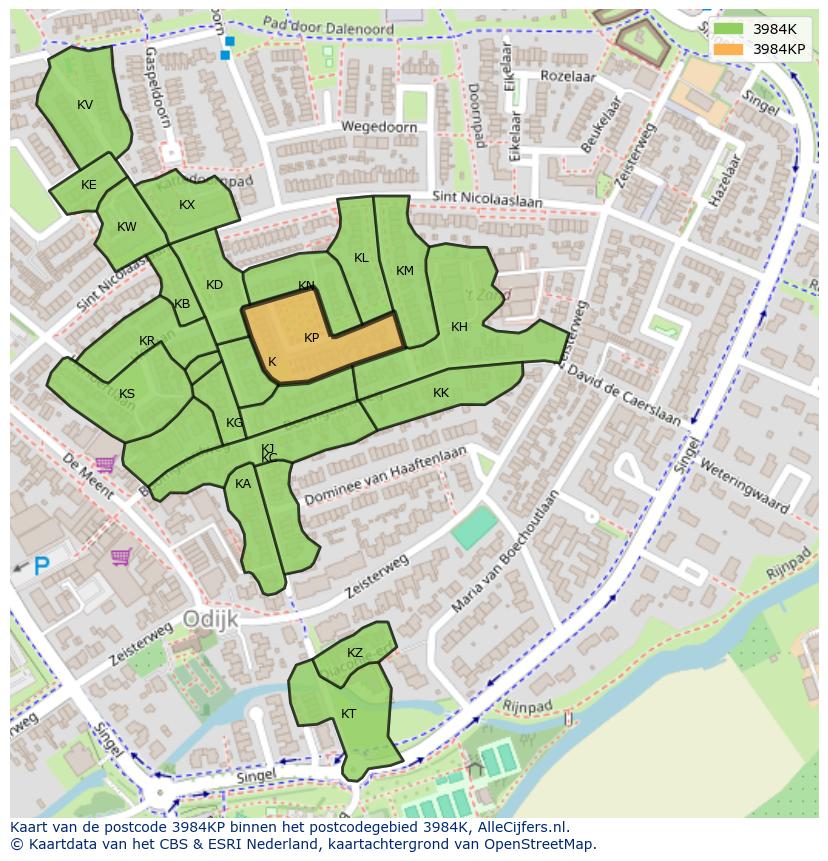 Afbeelding van het postcodegebied 3984 KP op de kaart.