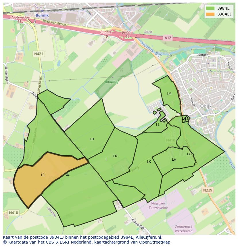 Afbeelding van het postcodegebied 3984 LJ op de kaart.
