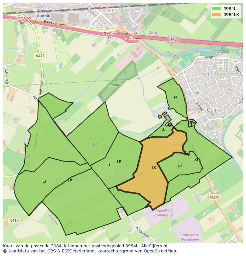 Afbeelding van het postcodegebied 3984 LK op de kaart.