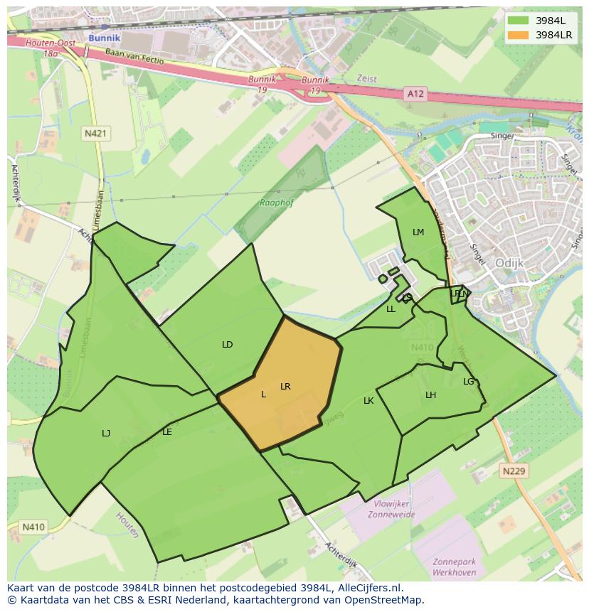Afbeelding van het postcodegebied 3984 LR op de kaart.
