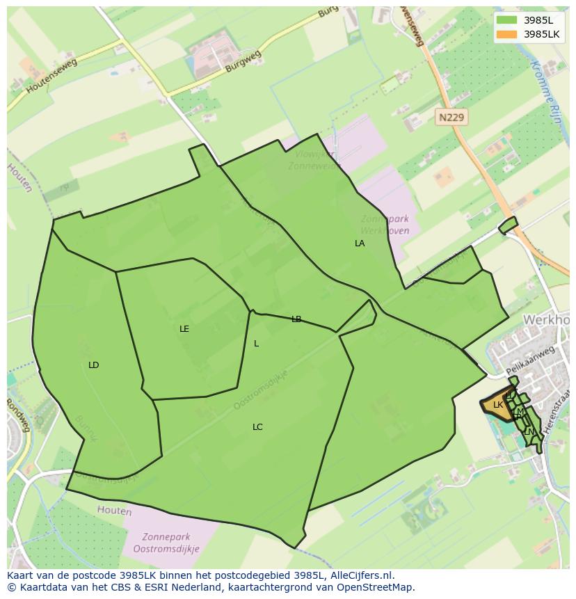 Afbeelding van het postcodegebied 3985 LK op de kaart.