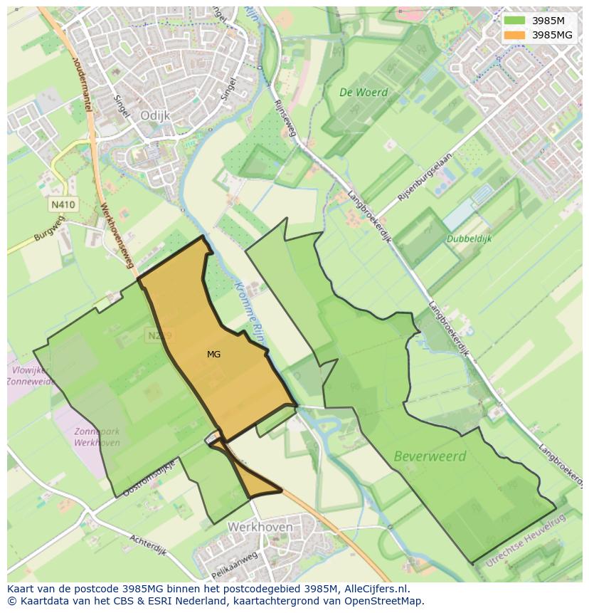 Afbeelding van het postcodegebied 3985 MG op de kaart.