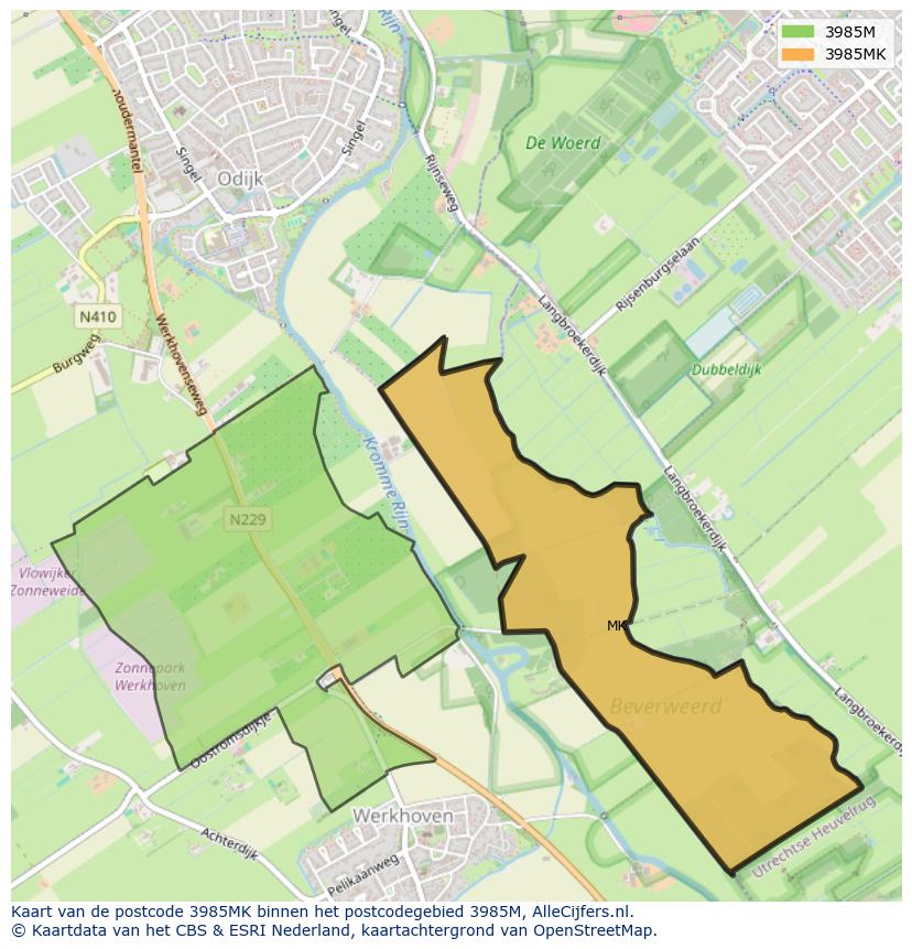 Afbeelding van het postcodegebied 3985 MK op de kaart.