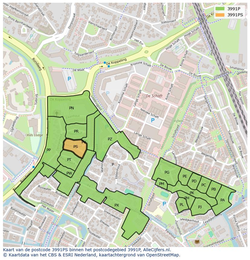 Afbeelding van het postcodegebied 3991 PS op de kaart.