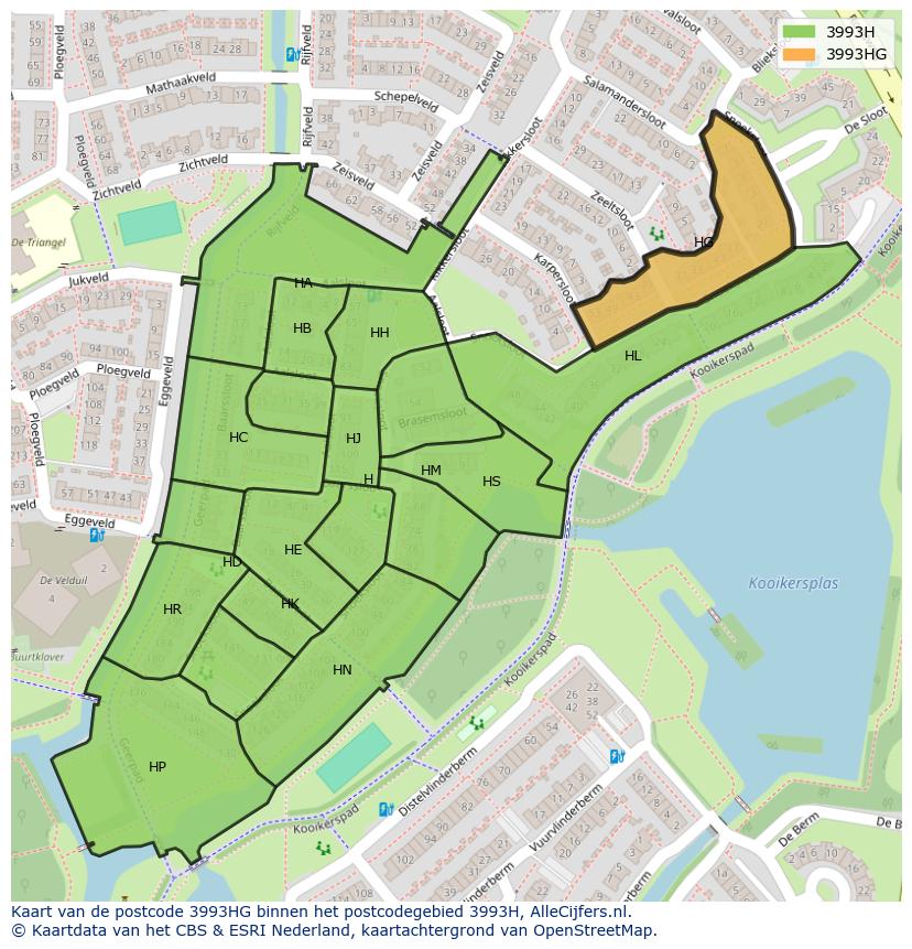 Afbeelding van het postcodegebied 3993 HG op de kaart.